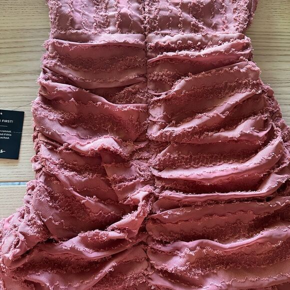 Lulu’s Cherish This Moment Rusty Rose Ruched Asymmetrical Mini Dress XS NWT - Picture 5 of 10